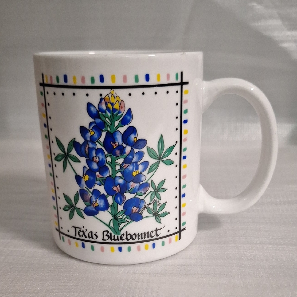 Texas Bluebonnet White Ceramic Mug